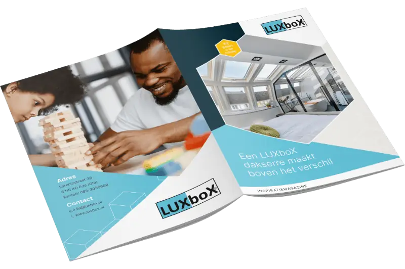 Ons inspiratiemagazine is een brochure waar je nog meer info krijgt over LUXboX en de LUXbox dakserre modellen. Vraag hier de brochure aan.